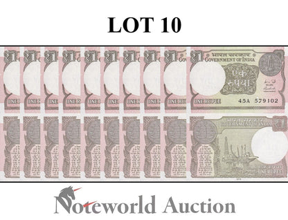 INDIA Lot 10 pcs 1/10 Bundle - 1 Rupee 2015 P 117a UNC