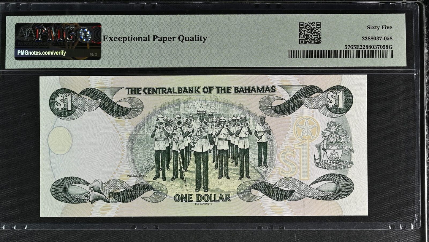 BAHAMAS 1 Dollar 1996 P 57 UNC PMG 65 EPQ