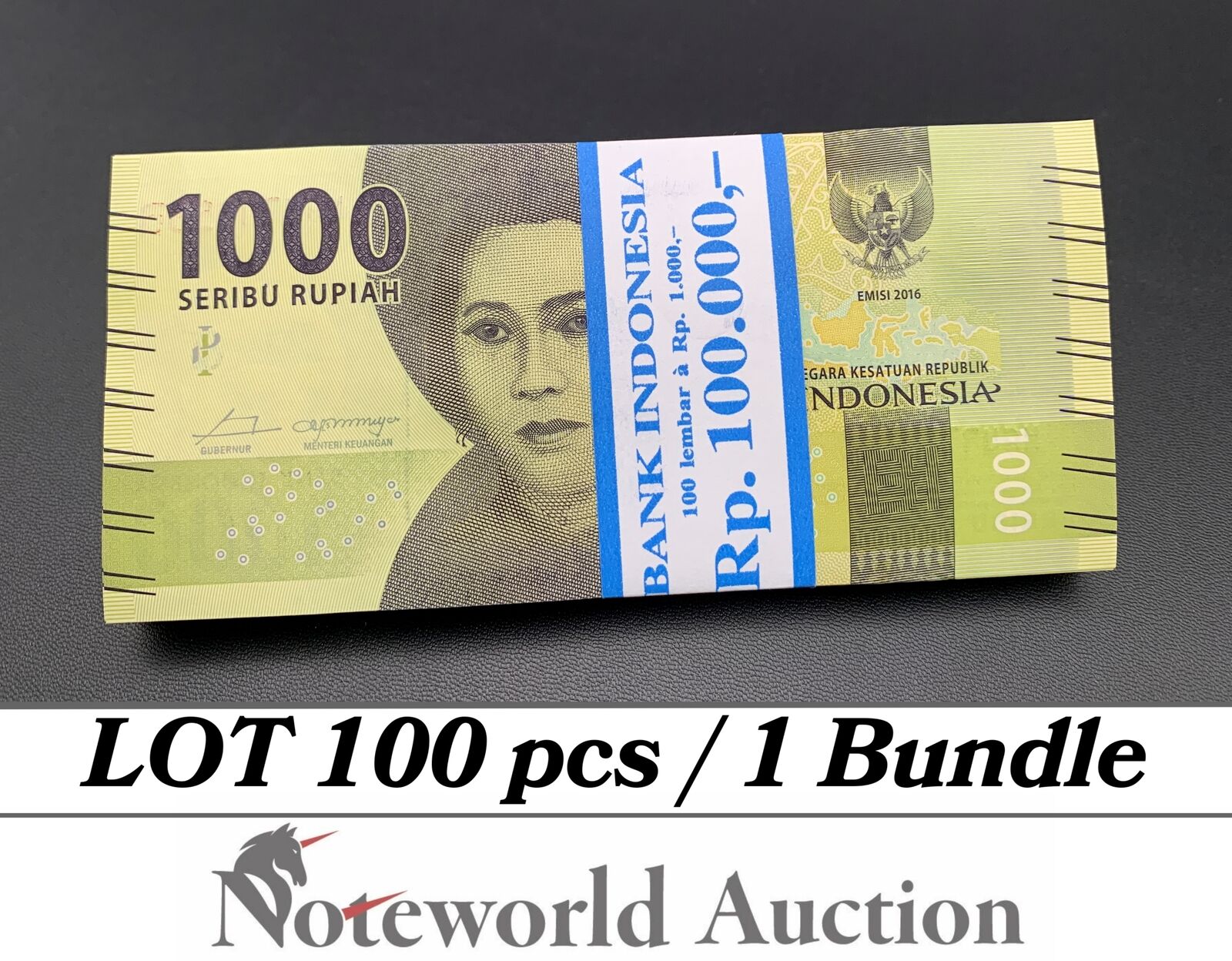 INDONESIA Lot 100 pcs Bundle - 1000 Rupiah 2016/2018 P 154c(1) UNC