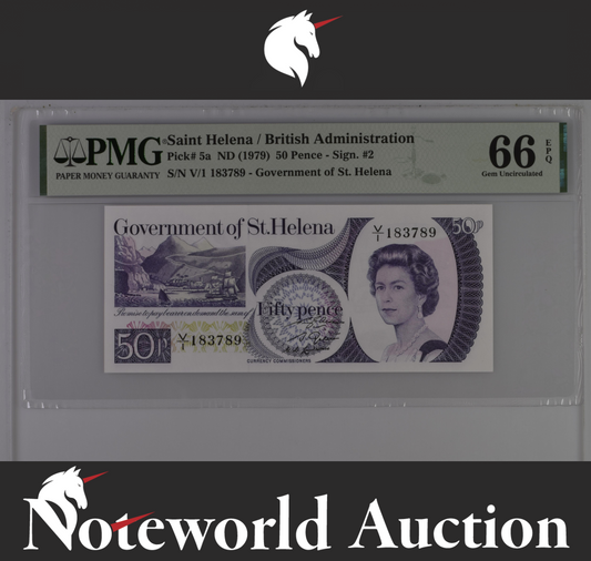 Saint Helena Administration 50 Pence ND (1979) P 5a UNC PMG 66 EPQ 3rd TOP POP