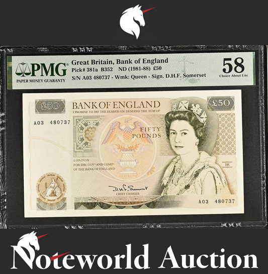 Great Britain Bank of England £50 ND (1981-88) P 381a AU PMG 58