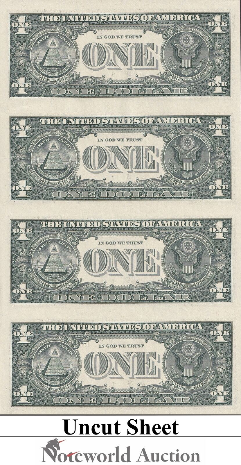 UNITED STATES USA 1 Dollar 2013 P 537 C - Philadelphia PA UNCUT 4 IN 1 UNC