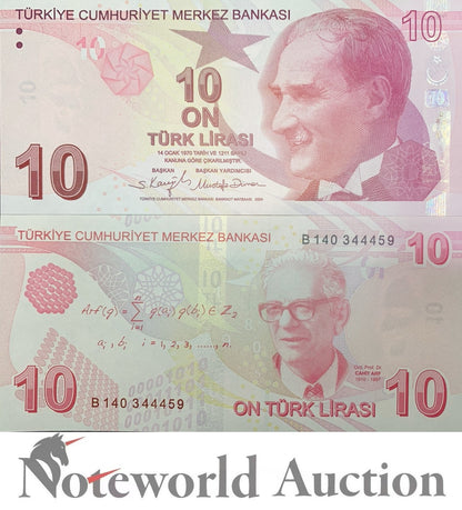 TURKEY 10 Turk Lirasi 2009 P 223 Random Sign Lot 10 pcs 1/10 Bundle UNC