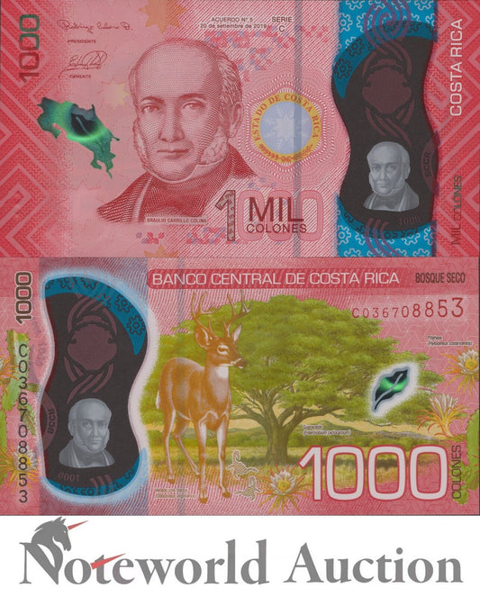 COSTA RICA 1000 Colones 2019(2021) P 280 New Polymer UNC