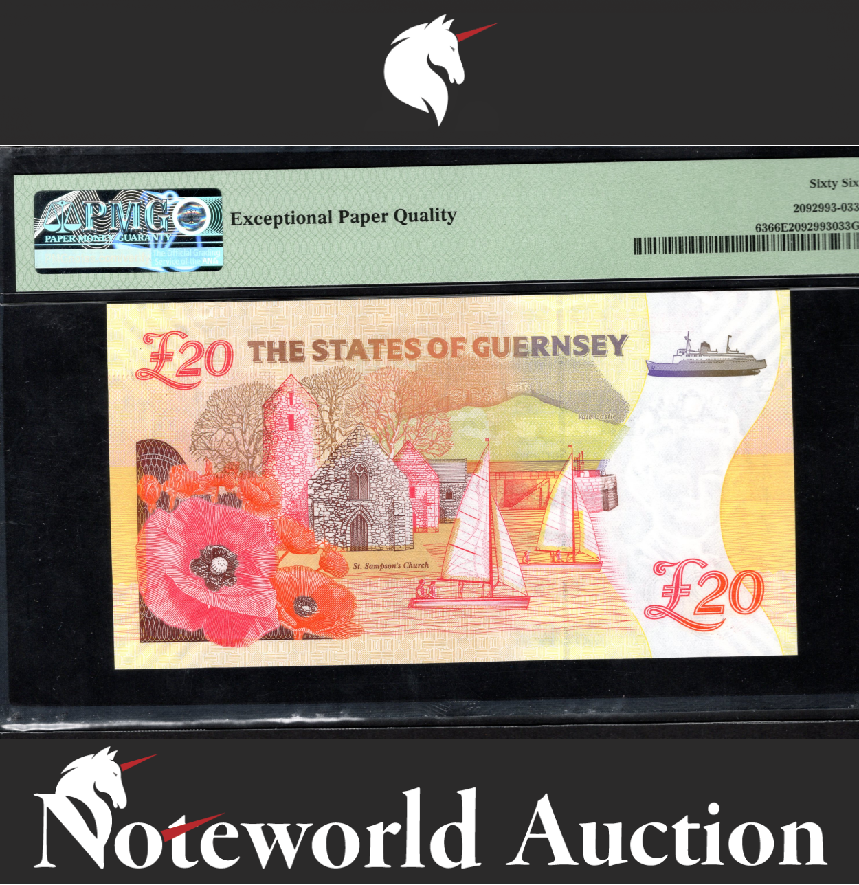 Guernsey Commemorative £20 2018 P 63 UNC PMG 66 EPQ