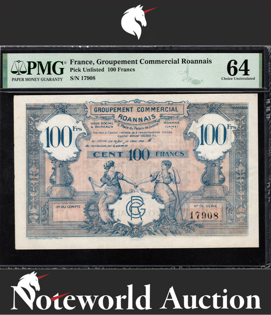 France Groupement Commercial Roannais 100 Francs P Unilisted UNC PMG 64