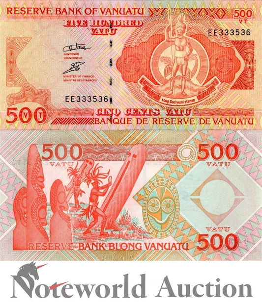VANUATU 500 Vatu ND (1993 & 2006) P 5 Random Signatures UNC