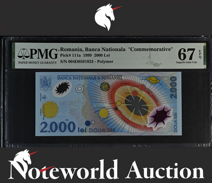 Romania Banca National Commemorative 2000 Lei 1999 P 111a Polymer UNC PMG 67 EPQ