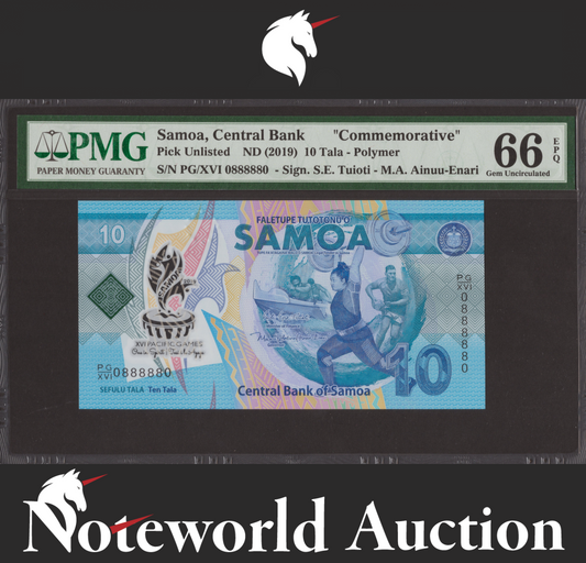 Samoa COMM. 10 Tala 2019 P 45 Polymer Radar-Rotator No. 0888880 UNC PMG 66 EPQ