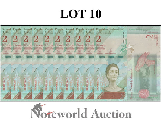 VENEZUELA 2 Bolivares 2018 P 101 Lot 10 pcs 1/10 Bundle UNC