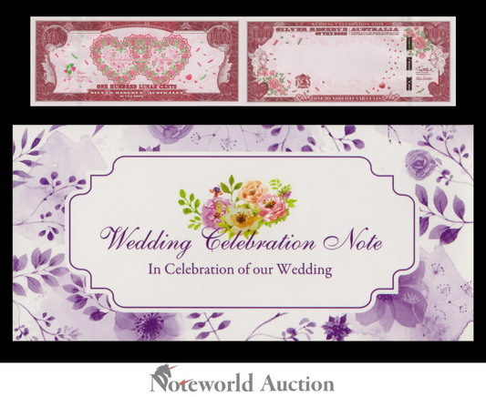 Australia 100 Cents Silver Reserve of the Moon Wedding Celebration Note W/F UNC