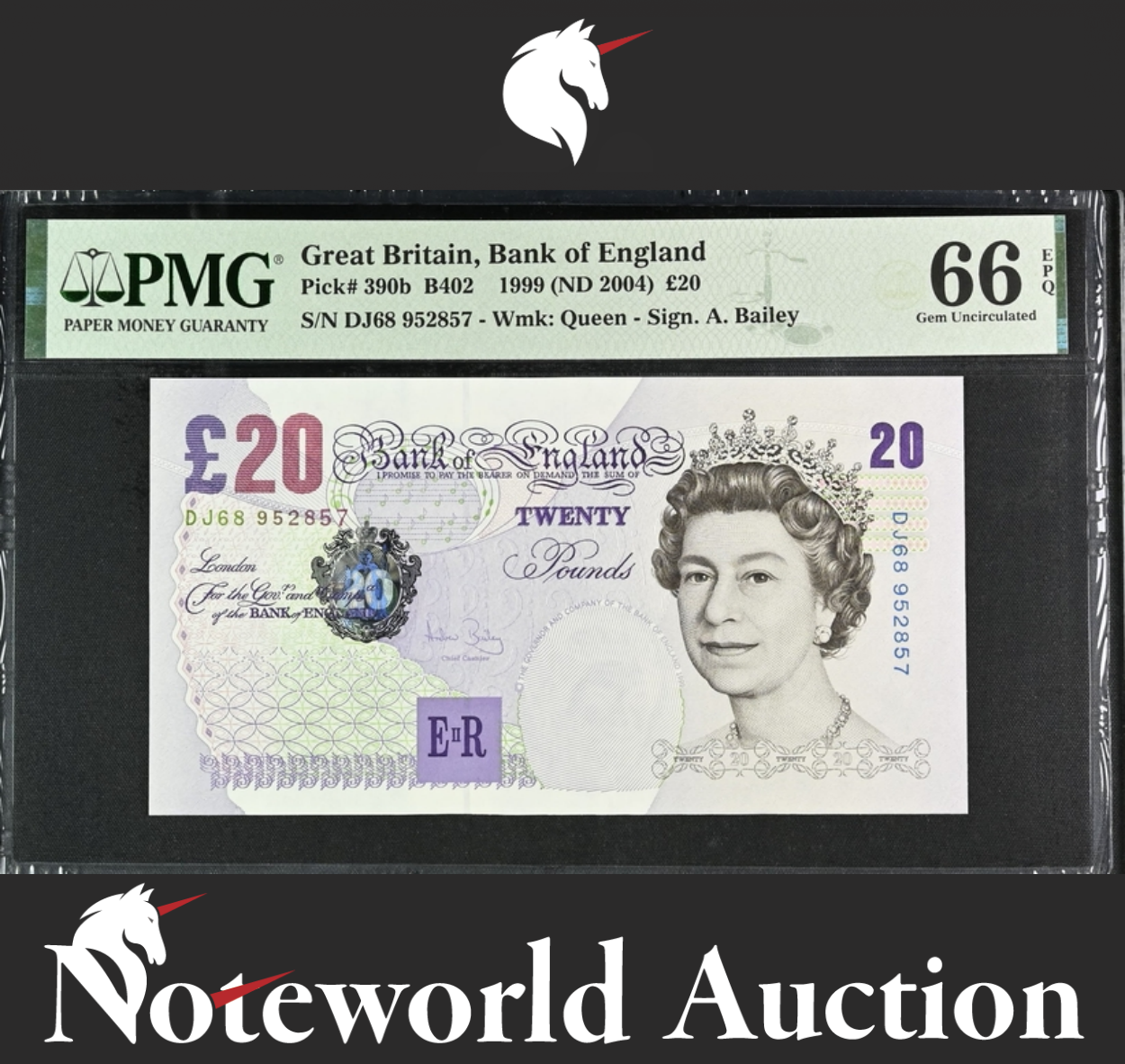 Great Britain Bank of England 20 Pounds 1999 (ND 2004) P 390b UNC PMG 66 EPQ