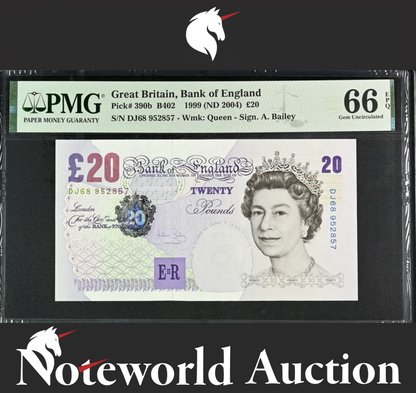 Great Britain Bank of England 20 Pounds 1999 (ND 2004) P 390b UNC PMG 66 EPQ