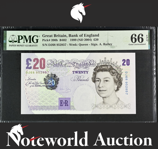 Great Britain Bank of England 20 Pounds 1999 (ND 2004) P 390b UNC PMG 66 EPQ