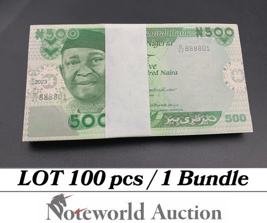 NIGERIA 500 Naira 2023 P 48 Lot 100 pcs Bundle UNC