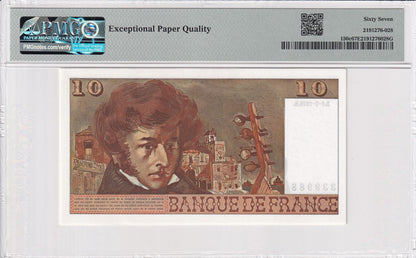 FRANCE 10 Francs (1976) 1976-78 P 150c Fancy No. 339988 UNC PMG 67 EPQ