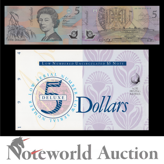 AUSTRALIA 5 Dollars 1993 P 50c Polymer Prefix AA With Folder UNC