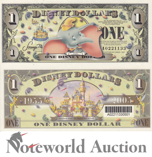 USA Disney Dollar 1 Dollar 2005 Disny World Dumbo Commemorative UNC