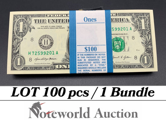 UNITED STATES USA Lot 100 pcs Bundle - 1 Dollar 2021  P 549 H  St. Louis MO UNC