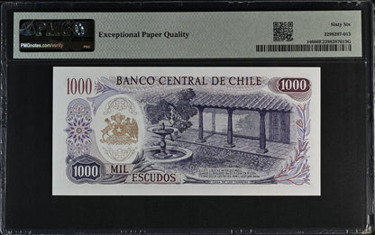 CHILE 1000 Escudos 1967-76 P 146 UNC PMG 66 EPQ