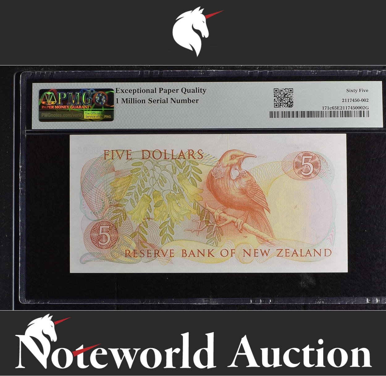 New Zealand 5 Dollars ND (1989-92) P 171c 1 MILLION 1000000 Rare UNC PMG 65 EPQ