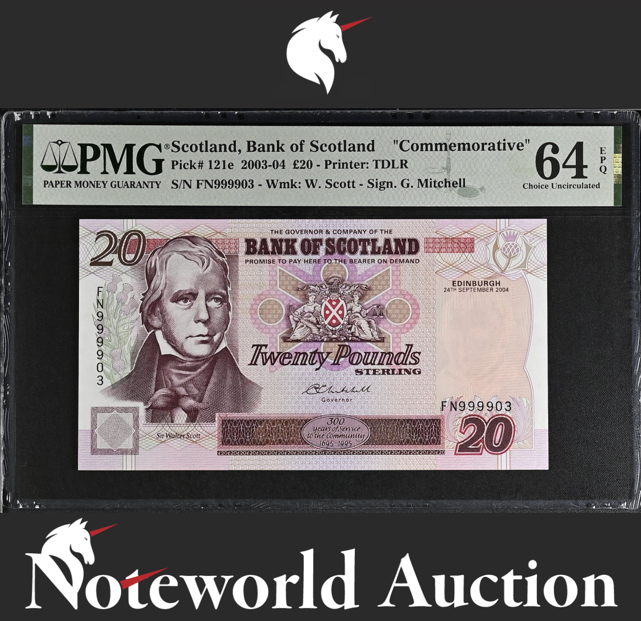 Scotland Bank of Scotland Commemorative £20 2003-04 P 121e UNC PMG 64 EPQ NR