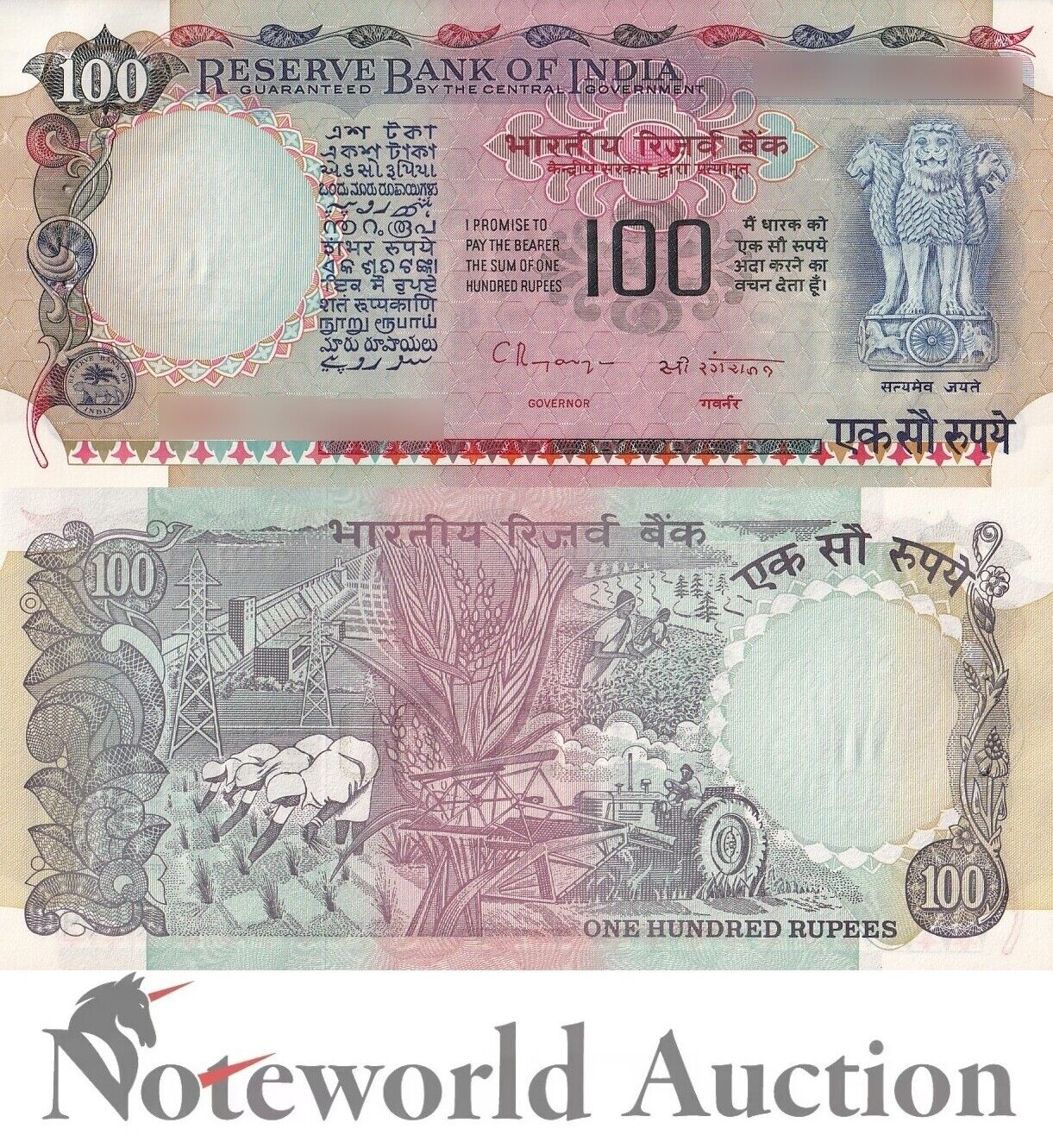 INDIA 100 Rupees ND (1990-1996) P 86f With Hole MINOR FOXING UNC