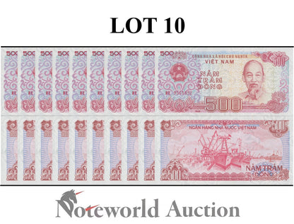 VIET NAM VIETNAM 500 Dong 1988 P 101 Lot 10 pcs 1/10 Bundle UNC