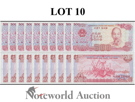 VIET NAM VIETNAM 500 Dong 1988 P 101 Lot 10 pcs 1/10 Bundle UNC