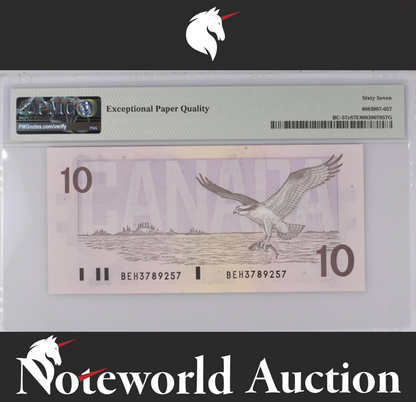 Canada Bank of Canada $10 1989 BC-57c UNC PMG 67 EPQ 2nd TOP POP