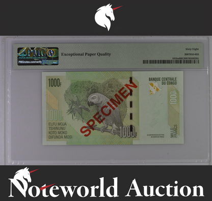 Congo SPECIMEN 1000 Francs 2013 P 101bs UNC PMG 68 EPQ 2nd TOP POP