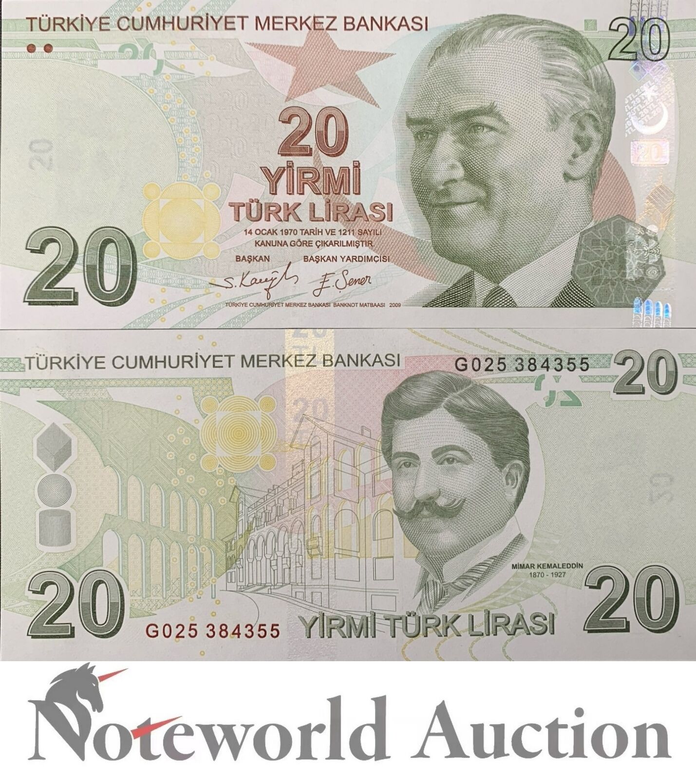 TURKEY 20 Turk Lirasi 2009 P 224 UNC