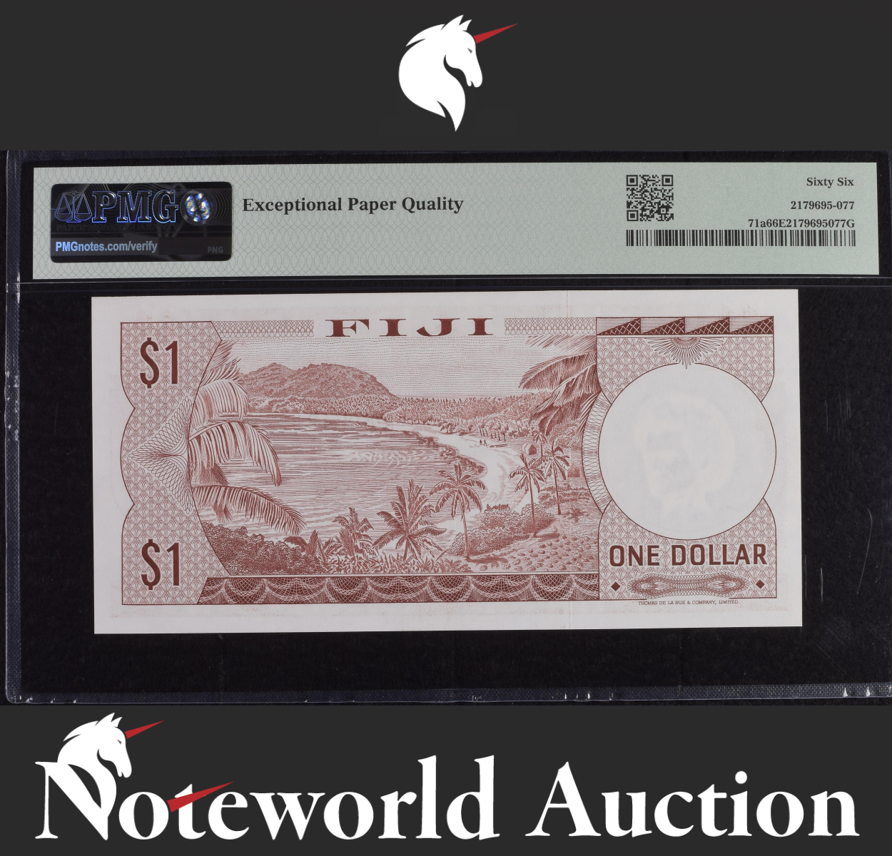 Fiji Central Monetary Authority 1 Dollar ND (1974) P 71a UNC PMG 66 EPQ NR