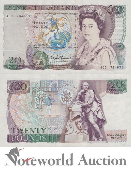 GREAT BRITAIN ENGLAND 20 Pounds ND 1970-1991 P 380d AU UNC