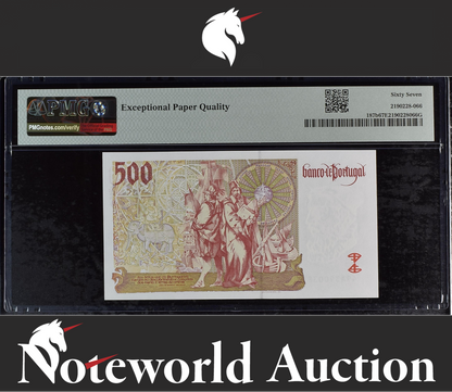 Portugal Banco de Portugal 500 Escudos 1997 P 187b UNC PMG 67 EPQ 2nd TOP POP