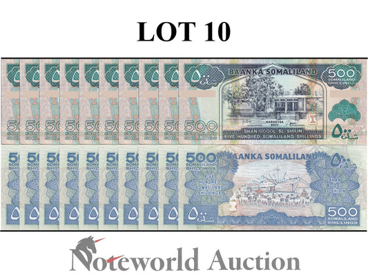SOMALILAND 500 Shillings 2011 P 6h LOT 10 pcs 1/10 Bundle UNC