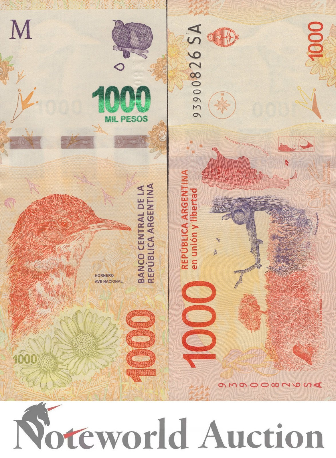 ARGENTINA 1000 Pesos ND 2017 P 366 Lot 5 pcs 1/20 Bundle UNC