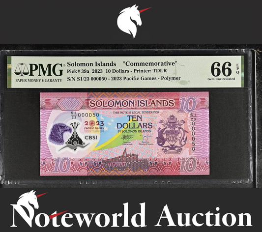 Solomon Islands COMM. 10 Dollars 2023 P 39a Polymer LOW No. 50 UNC PMG 66 EPQ