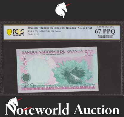 Rwanda 500 Francs ND (1998) P 26p Color Trial Specimen UNC PCGS 67 PPQ