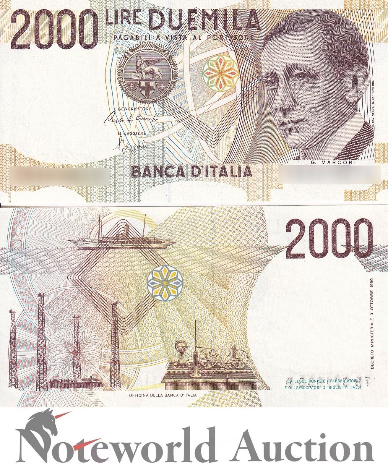 ITALY 2000 Lire 1990 P 115 UNC