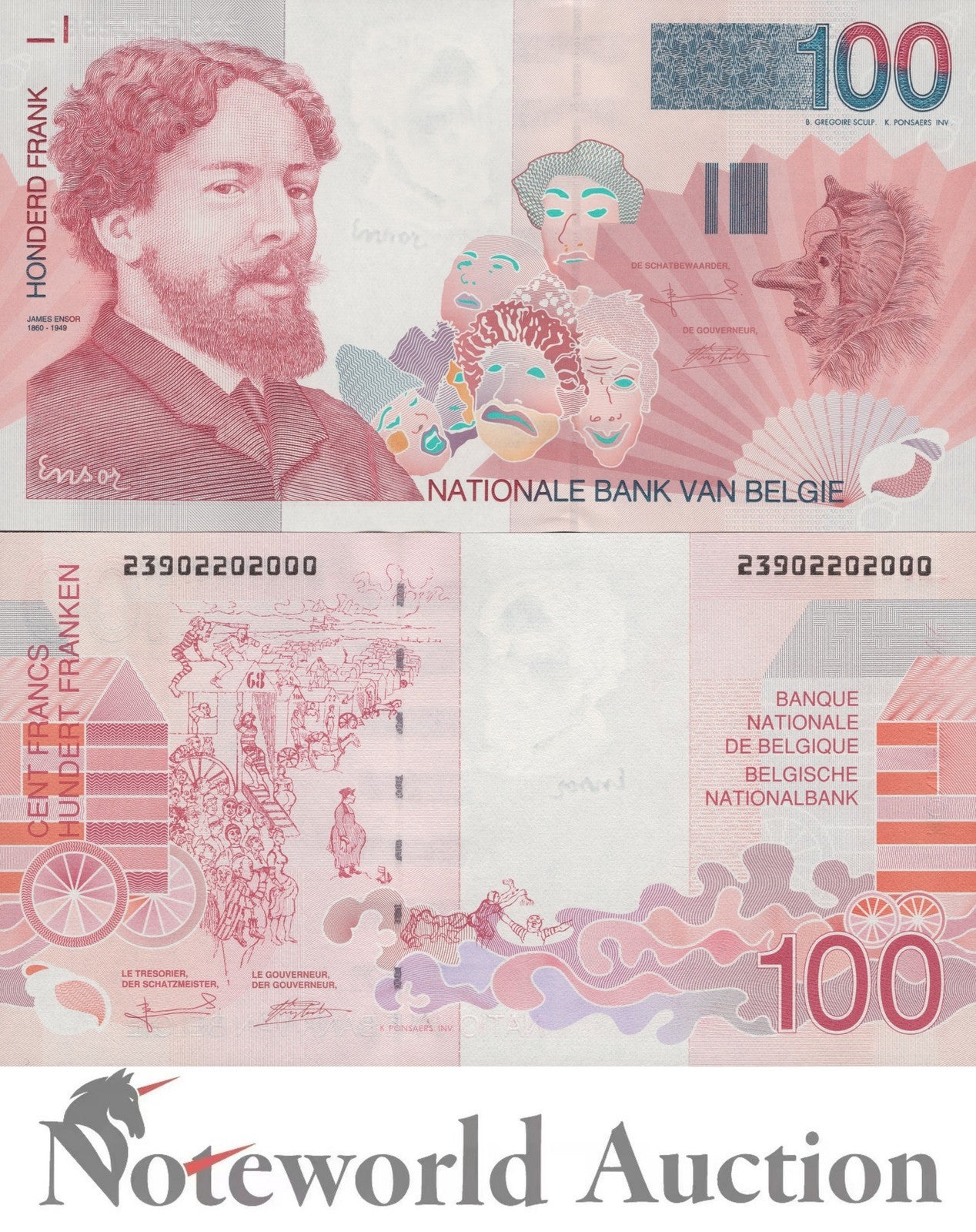 BELGIUM 100 Francs ND 1995-2001 P 147 UNC
