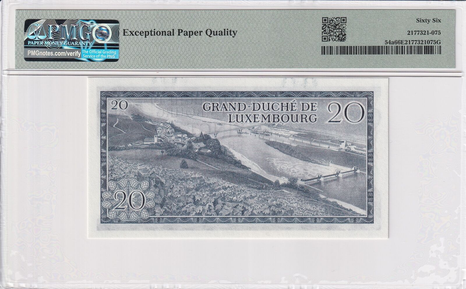 LUXEMBOURG 20 Francs 1966 P 54a UNC PMG 66 EPQ