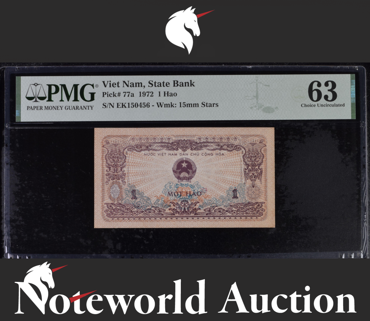 Viet Nam State Bank 1 Hao 1972 P 77a UNC PMG 63