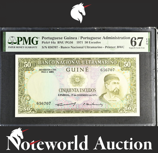 Portuguese Guinea 50 Escudos 1971 P 44a UNC PMG 67 EPQ 3rd TOP POP