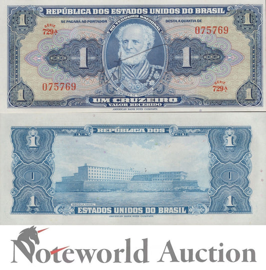 BRAZIL 1 Cruzeiro ND 1944 P 132 Hand Signed UNC