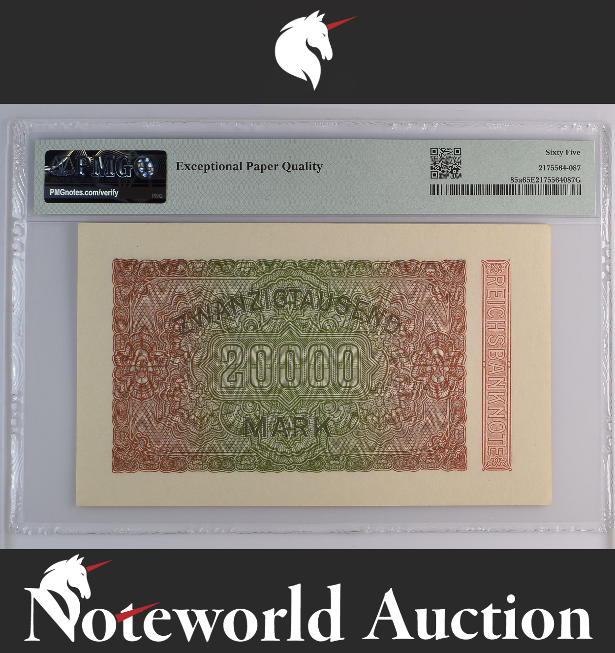 Germany 20,000 20000 Mark 1923 P 85a UNC PMG 65 EPQ