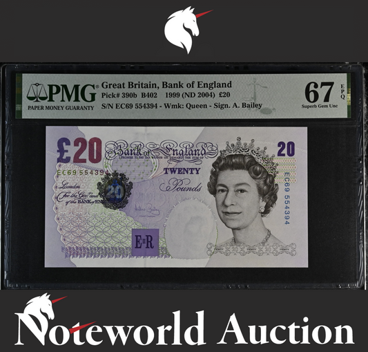 Great Britain Bank of England £20 1999 ND 2004 P 390b UNC PMG 67 EPQ 3rd TOP POP