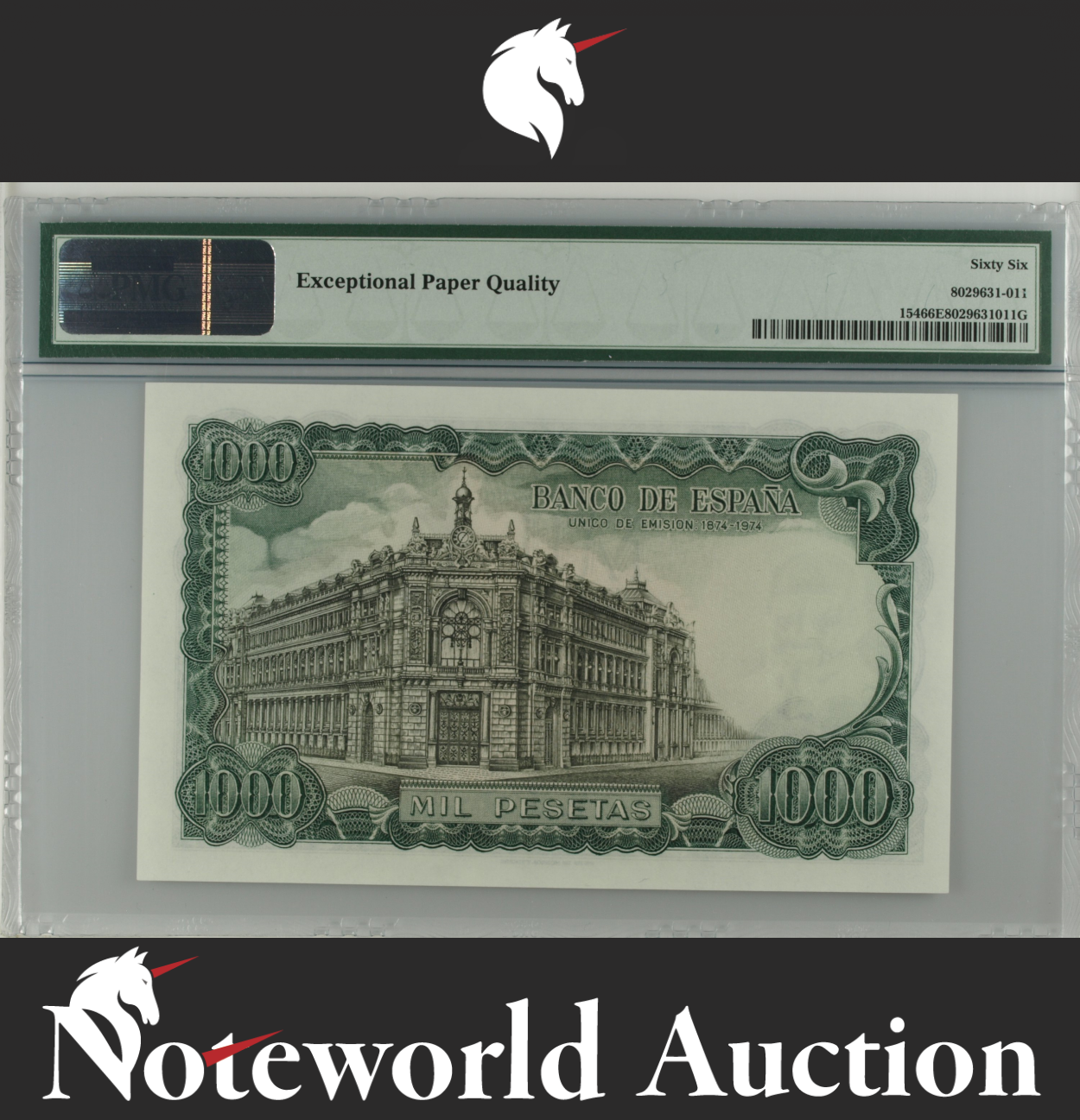Spain Commemorative 1000 Pesetas 1971 (ND 1974) P 154 UNC PMG 66 EPQ 3rd TOP POP