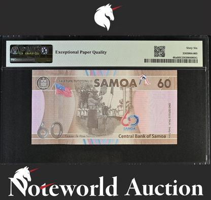 Samoa Commemorative 60 Tala ND (2023) P 46a LOW SERIAL NO. 29 UNC PMG 66 EPQ