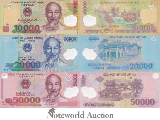 VIET NAM VIETNAM 10000 20000 50000 Dong 2022 P 119-121 Polymer Set 3 pcs UNC